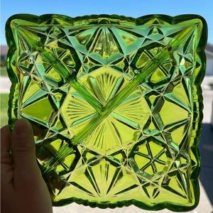 Vintage Green Glass Candy/Nut Dish